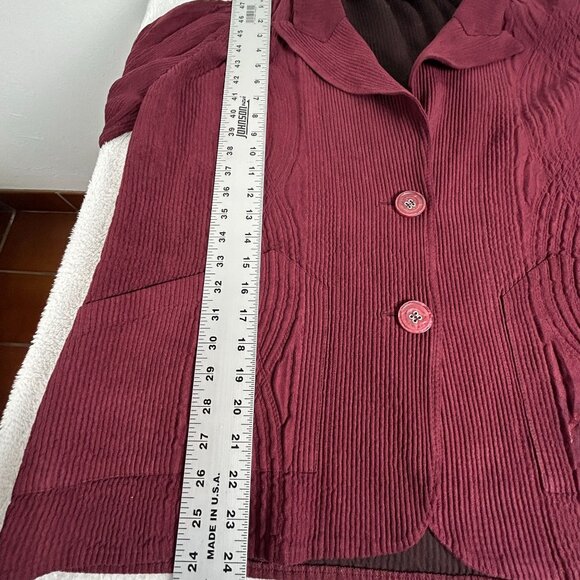 Flair Womens Burgundy Textured Single-Button Blazer Jacket Medium Pockets Casual - Picture 8 of 8